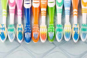 Array of different toothbrushes